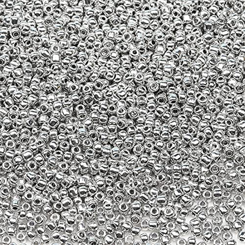 Bala&Fillic Silber Farbe 3mm Perlen zum Auffädeln 3600Stücke/100Gramm,8/0 Glasperlen zur Herstellung Schmuck, Armbändern, Halsketten und Ohrringen (Silber)