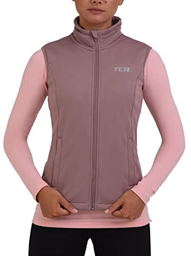 TCA Damen Flyweight winddichte Lauf- und Fahrradweste mit Reißverschlusstaschen - Braun, XS
