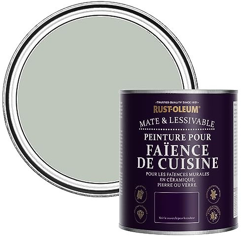 Rust-Oleum Peinture Verte Résistante à l'eau pour Faïence de Cuisine, Finition Mate - Vert craie 750ml