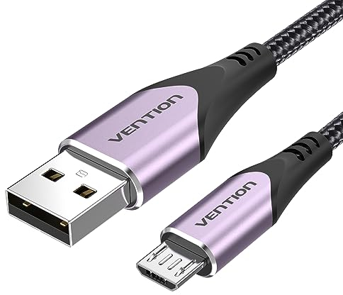 Vention Câble micro USB de 1 m – Câble de charge pour tablette Kindle Fire en nylon tressé pour tablette Samsung Galaxy S6 S7 S5 J7 J5 J3 – Câble de charge pour manette PS4 Xbox