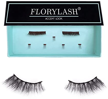 FLORYLASH® | Accent Look - Magnetische Wimpern Natürlich, 2 Magnete, ohne Eyeliner oder Kleber, Kurz und Halb Lang, Vegan Magnetic Fake Lashes (One Size)