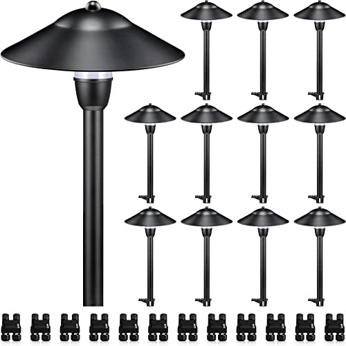 SUNVIE 12-Pack Low Voltage Pathway Lights, 3W 3000K 150lm Classic Aluminum