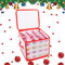 FORMIZON Aufbewahrungsbox für Weihnachtsschmuck, Sortierbox Aufbewahrung mit Griff, Aufbewahrungsbox für Christbaumkugeln mit Fächern und Deckel für 64 Christbaumkugeln Weihnachtsschmuck (Rot)