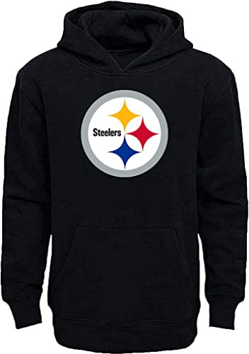 Outerstuff NFL Youth 8-20 Team Color Primary Logo Fleece Sweatshirt Hoodie, Pittsburgh Steelers Schwarz, 14-16