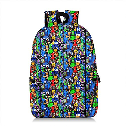 Regenbogen Freunde Rucksack Kinder Schulrucksack Canvas Tasche Anime Cartoon bedruckte Büchertasche Schultasche Tagesrucksack Rucksack für Jungen Mädchen, Typ 4, M