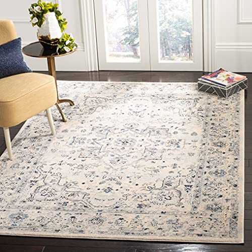 SAFAVIEH Charleston Collection Accent Rug - 3' x 5', Ivory & Light Blue, Oriental Distressed Design, Non-Shedding & Easy Care, Ideal for High Traffic Areas in Entryway, Living Room, Bedroom (CHL411M)