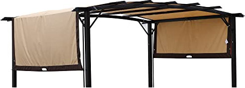 Outdoor Patio Pergola Replacement Canopy Top Cover Universal Gazebo Canopy Cover Replacement Shade Cover (for 12x9 Ft Pergola Frame, Beige+Brown-12x9 Ft)