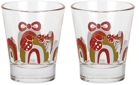 THUN - Set 2 Bicchierini da Caffè in Vetro Decorato, Linea Bosco Magico, Idea Regalo, Ø 5.9 cm