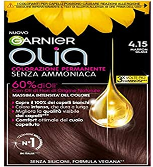 Garnier Olia Haarfarbe, permanente Färbung ohne Ammoniak, deckt 100% weißes Haar ab, mit natürlichen Blütenölen natürlichen Ursprungs, vegane Formel, Braun Glacé