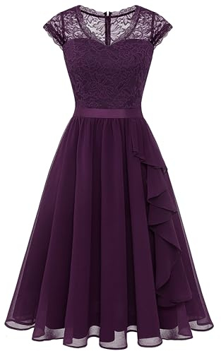 Wedtrend Cocktailkleider Kurz Kleid a Linie Ballkleid Damen Konfirmationskleid Abendkleid Kurz WT0212 Grape 3XL