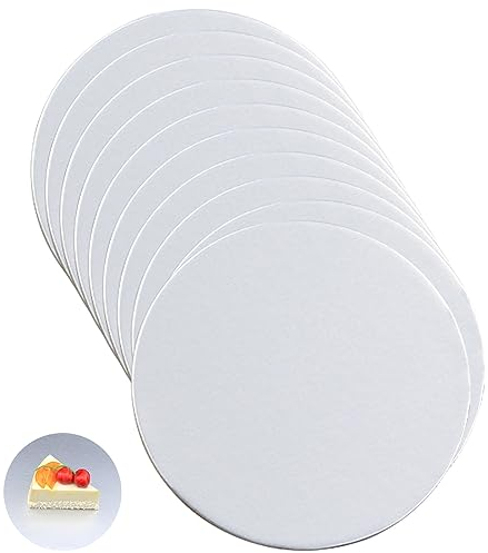 TAKUZA 10 bases redondas para tartas, 18 cm, para tartas, de cartón, para tartas y tartas, aptas para alimentos (plata)