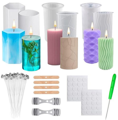 Molde Velas Silicona,6 piezas Molde Velas 3D,Moldes para Velas Hechos a Mano,Molde para Velas,para Hacer Velas, JabóN Hecho A Mano, Velas Perfumadas, JoyeríA Artesanal,Decoraciones de Bricolaje