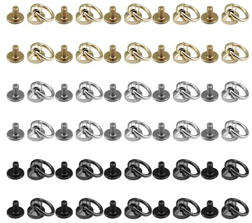 30 Pieces of Ring Screw Rivets, Leather Rivets, Screw-in Screw Rivets, O-Ring Rivets, Suitable for Pendant Accessories, Mobile Phone Case Accessories, Leather Crafts, Etc. (8mm)