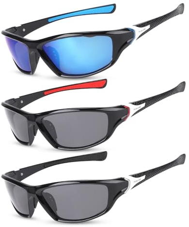 Camptrip 3 Paar Sonnenbrille Herren Sport Sonnenbrille UV 400 Polarisierte Sportbrille Sunglasses für Herren Damen zum Radfahren Ski Golfen Angeln Fahren Wandern