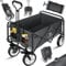 KESSER® Bollerwagen faltbar Handwagen Transportkarre Gerätewagen inkl. 2 Netztaschen, Seitentasche & Cover klappbar PVC-Reifen bis 80 kg Tragkraft Transportwagen Gartenanhänger ohne Dach, Anthrazit