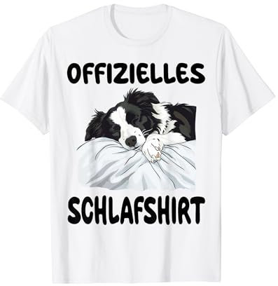 Schlafanzug Nachthemd Nachtwäsche Co. Lustiges Border Collie Hund Offizielles Schlafshirt T-Shirt, Weiß, Kurzarm, Crew-Kragen, Klassische Passform, Unisex, S