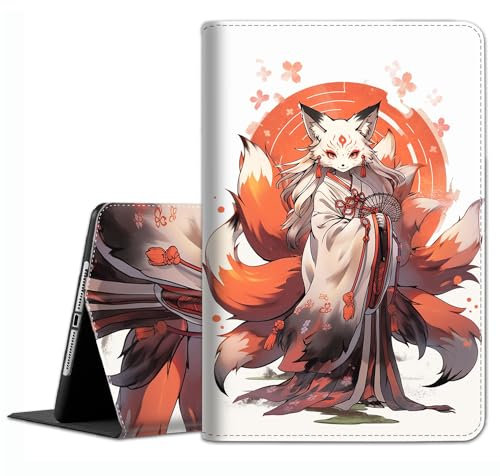 Schutzhülle für iPad 10.2/10.5, iPad 9./8./7. Generation, iPad 10,2 Zoll 2021/2020/2019, iPad Air 3. Generation/Pro 10,5 Zoll – Slim Fit Standing Cover mit Auto Sleep/Wake, Anime Japanische Kitsune