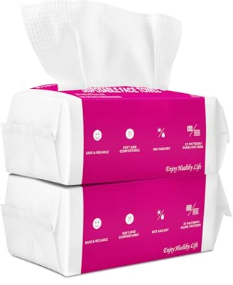 Disposable Face Towel 120 Count, 20 x 20cm Cotton Tissue Dry Face Wipes Skin Clean, Unscented and Ultra Soft Disposable Face Towelette for Washing Face, Makeup Removing (EF Pattern)