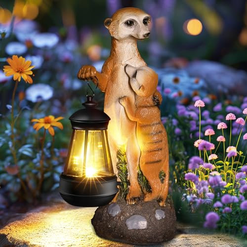 Linkax Geschenke für Frauen Mama Oma, Solar Gartenfiguren Erdmännchen Gartendeko für Draußen, Geburtstagsgeschenk für Frauen Mama Freundin, Erdmännchen Figuren Home Terrasse Balkon Garten Deko