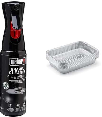 Weber 17684 Emaille-Reiniger, Reinigung lackierter Oberflächen, 300 ml, 25.0 x 6.0 x 9.0 cm & 6415 Small 7-1/2-Inch-by-5-inch Aluminum Drip Pans, Set of 10