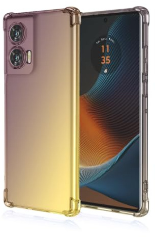 RankOne Phone Case Suitable for Motorola Moto Edge 50 Fusion (6.7 Inches) Transparent TPU Silicone Gradient Color Case - Black Gold