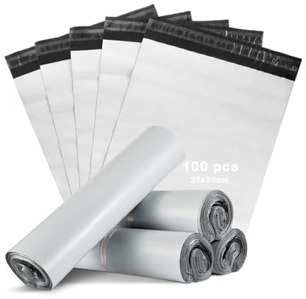 MERCURY TEXTIL- 100 Bolsas para Envios Paquetes,Sobres para Envios Embalaje,Autoadhesivas e Impermeables para el Envío de Ropa,regalos,Paquetería y Embalar. Resistentes y Opacas. (S 25x35CM 100PCS)