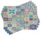 ABAKUHAUS marokkanisch Platzmatten 8 Stück, Floral Patchwork Design Mit Arabesque Figur Mediterrane Symbolische Artisan Arbeit, Waschbare Stoff Esszimmer Küche Tischdekorations, Blaue Eierschale