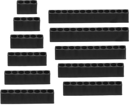 sourcing map 11pcs Plastic Hex Shank Screwdriver Bit Holder Organizer 3-13 Holes 1/4 Inch Plastic Drill Bits Storage Case for Any 1/4 Hex Shank Metal Driver Bits Use, Black