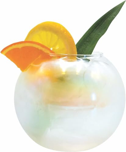 Inevitable Party Oversized Cocktail Fishbowl Glass, 32 fl oz, Ideal for Garnished Drinks, Iridescent
