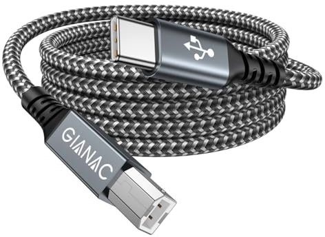Câble d'imprimante USB C 1M Cable USB 2.0 B vers USB C Câble Nylon Tressé Compatible avec Samsung, MacBook Pro/Air, Pad Pro, Chromebook,Scanner, HP, Canon, Lexmark, Dell, Clavier MIDI
