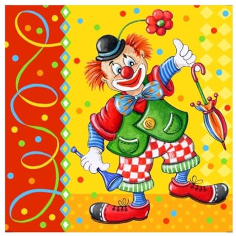 NEU Servietten Clown, 3-lagig, 33 x 33 cm, 20 Stück