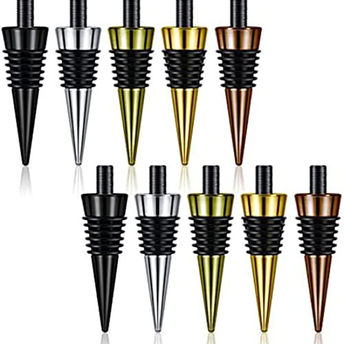 Dcluluwe 10 Pieces Blank Bottle Stopper with Threaded Post Metal Wine Stopper Inserts Set Hardware for Wood Turning DIY Project