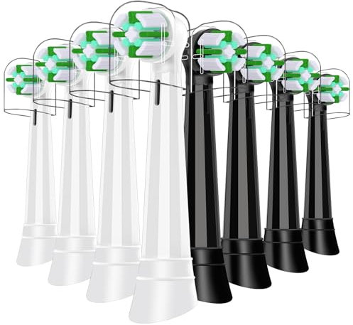 Ersatzköpfe kompatibel mit Oral B iO Zahnbürsten, für Oral B iO 2/3/4/5/6/7/8/9/10 Serie Zahnbürsten, Schwarz/Weiß, 8 Stück