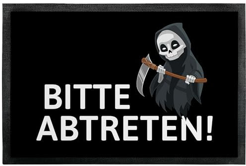 True Statements Fußmatte „Bitte abtreten!“ - für Innen & Außen – rutschfest, extra dünn & saugfähig - Türmatte - Eingangsbereich Deko - Geschenk für Bestatter und Freunde, 60 x 40 cm