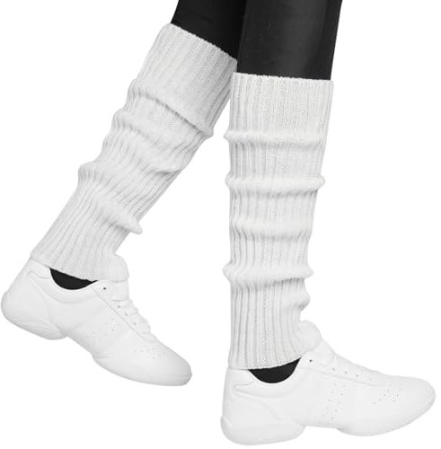 Hatstar Sexy Damen Bein Stulpen | Neon Strümpfe für 80er Jahre 80s Motto Party| Kostüm Accessoires | Fasching Karneval Tanzen Aerobic (Weiss)