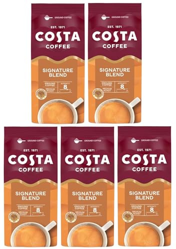 Costa Coffee Signature Blend Medium Roast Ground Coffee 200g (Pack of 5, Total 1000 Grams)