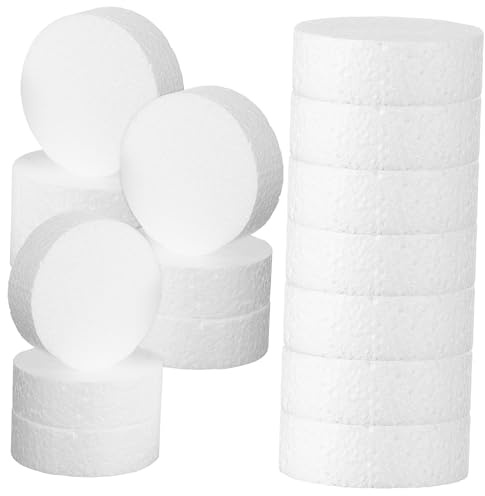 Hohopeti 24pcs Foam Cake Dummies Craft Foam Discs Round Cylinders Versatile Shapes