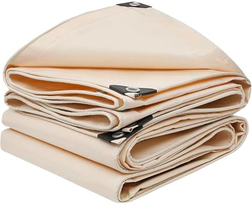 Lonmrrton 1x1m 2x2m 3x4m Beige Tarpaulin Heavy Duty Tarp Sheet Cover, Groundsheet, PVC Waterproof Tarps Multi-Purpose Cover with Eyelets for Swimming Pools, Caravan, Camping(1x3m)