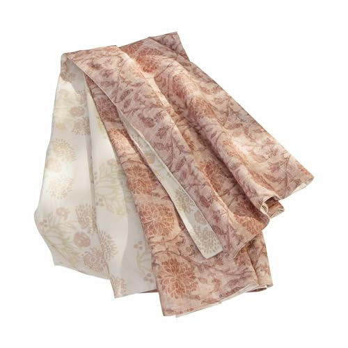 Loberon Plaid Tarouja, Florale Muster auf Beiden Seiten, Leicht und Anschmiegsam, Sanfte Farben, Wohntextilien, Überwurf, Baumwolle, Altrosa/Creme