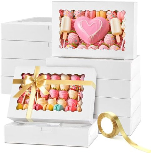 10 Pack brownie box packaging 12 x 8 x 2.5 cookie boxes for gift bakery boxes for treat dessert cakes biscuits chocolate strawberry pastry baking Easter Wedding Christmas Halloween Mother's Day