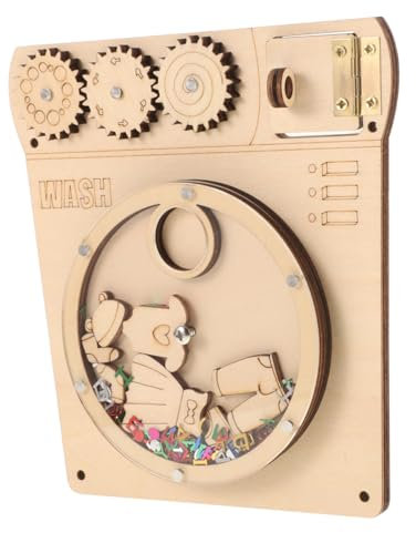 Toddmomy Machine à Laver Jouet Bois Fonctionnel avec Accessoires De Bricolage Et Planche Activités Montessori pour Garçon Fille Garçons Filles