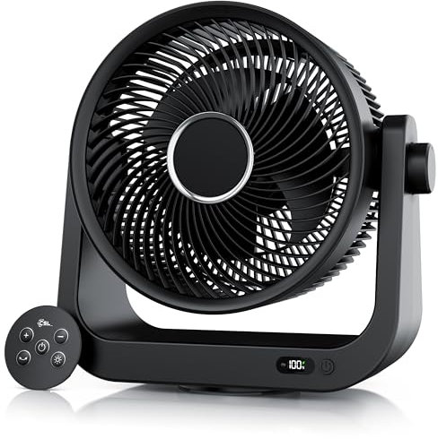 CSL - Ventilador de mesa con batería con mando a distancia - Muy silencioso - Oscilación - 10 velocidades - Mando a distancia