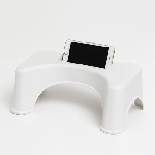 Step SMART Ergonomischer Toilettenhocker 20 cm mit Handyhalterung für natürliche Sitzhaltung, platzsparend unter Toilette verstaubar, Anti-Rutsch-Füße, hygienisch, stabil und pflegeleicht
