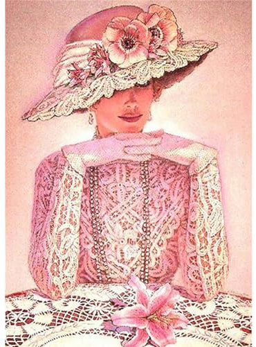 JICFDAO DIY Diamond Painting Erwachsene 30x40cm Diamant Malerei Dame mit Hut Malen nach Zahlen Frau Vintage Lustiges Hobby für Alle als Geschenk Home Wand Decor für Jeden Raum Diamond Puzzle Edle Dame
