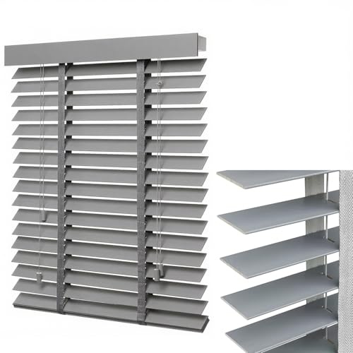 YZJTSXQHY Anpassbare Massivholz Jalousetten, Sonnenschutz Holz Jalousie für Innen Fenster, Gefiltertes Licht Jalousie Breite 30/50/80/100/140/160/180/200/230 cm Einfache Montage(Gray)
