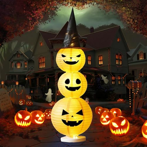 Halloween Deko Kürbis Laterne,Kürbis Lampion Lichter 125 CM,LED Kürbislaterne,Halloween Herbst Dekoration Laterne,für Karneval,Fasching,Mottoparty