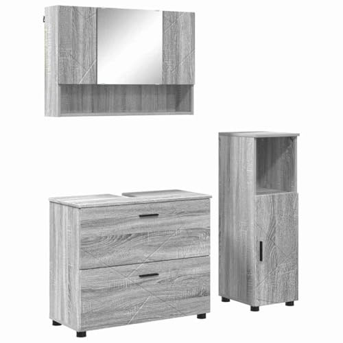 vidaXL Bathroom Furniture Set 3 pcs Grey sonoma 76.5 x 35 x 64 cm,