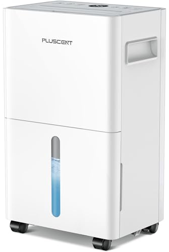 PLUSCENT 21 Pint Dehumidifier for Basement and Home, 1500 Sq Ft Portable Dehumidifier with Drain Hose, Quiet Smart Humidity Control for RV, Bedroom & Bathroom, Auto Defrost, 24H Timer