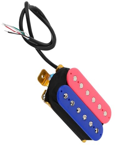 BESTonZON Micro Guitare Électrique à Double Bobinage Réglable Pickup Métal Bleu Rose Remplacement pour Manche et Chevalet Accessoire Polyvalent pour Modification et Réparation