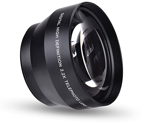 Tbest 67 Mm 2,2-Fach-Universal-Telekonverter-Objektiv, Hochwertiges DSLR-Kamera-Zubehör, Schwarz